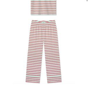 Women's Red and White Striped Pajama Set
